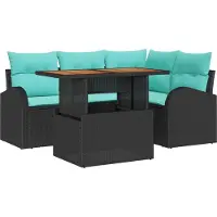 Syfax Garten-Sofa-Set 5 stk. Schwarz Poly Rattan