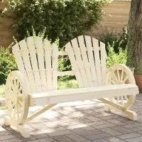 Markenlos Adirondack-Gartenstuhl für 2 Personen aus massivem Tannenholz für Terrasse, Balkon und Garten
