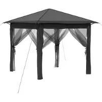 Syfax Gazebo mit 4 Seitenwänden 2,6 x 2,6 m Hellgrau und Anthrazit