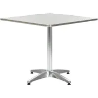 LTPRTZ Silberner Gartentisch aus Aluminium, 80x80x70 cm, mit MDF-Platte und Edelstahlbeschichtung, wetterfest und rostfrei, stabiler Bistrotisch für Balkon, Terrasse, Wintergarten, Outdoor und Camping