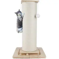 StarTech.com Katzenkratzsäule - Kratzstange für Katzen - 80 cm - Sisalseil - Hängender Ball - Rutschfeste Matte - Langlebig