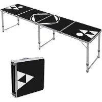 Northio Bierpong Tisch Klappbarer Campingtisch 240 X 60 Cm Klapptisch Höhenverstellbar Reisetisch Für Garten, Balkon, Alu, Schwarz