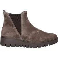 Gabor Chelseaboots , Damen, Gr. 41, mocca, Elastischer Einsatz, Veloursleder, unifarben, Schuhe Chelseaboots, Keilstiefelette mit Gummizug an der Außenseite, G-Weite