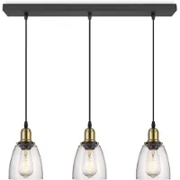 Nikcorp Industrielle Hängeleuchte 3 Glasschirme Stilvoll Schwarz Ø65x128cm Loft