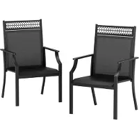 Markenlos XXL Gartenstühle Set 2er Extra Breite Sitzfläche Terrassenstühle mit Armlehne Atmungsaktiv Schnelltrocknend Textilene Outdoor-Stühle Stabil Metallgestell Belastbar bis 120 kg für Balkon Garten
