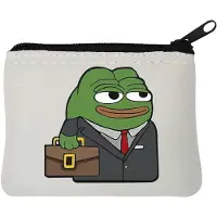 Markenlos Neopren-Geldbörse „Pepe, der Banker-Geschäftsfrosch“, 10 x 11 cm, Weiß, Einheitsgröße