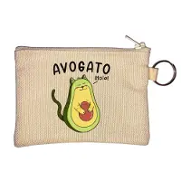 Markenlos Avogato Schlüsselanhänger und Münzbörse „Avocado-Katze“, beige, Einheitsgröße