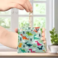 Markenlos Lustige Dinosaurier-Cartoon-Geldbörse für Damen, kleine Geldbörse aus Leder, einzigartige Mini-Münzgeldbörse für Mädchen und Frauen, 11 cm (L) x 9,5 cm (B) x 1 cm (H)