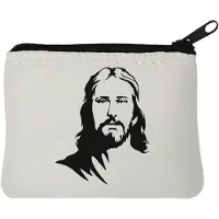 Markenlos Neopren-Münzbörse mit Jesus-Schablonenmotiv, 10 x 11 cm, Weiß, weiß, Einheitsgröße