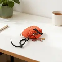 Markenlos Polyester-Münzbeutel, kleine Kopfhörertasche mit verstellbarem Silikonkabel und Druckknopf, Mini-Geldbeutel für Pendeln, Einkaufen, Verabredungen und Reisen (Lila)