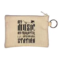 Markenlos Meine Musik, mein Charakter – Rock-and-Roll-Station-Schlüsselanhänger und Münzbörse, beige, Einheitsgröße