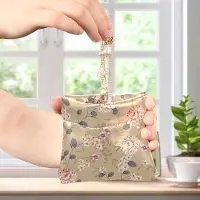 Markenlos Klassische Damen-Münzgeldbörse aus Leder mit rundum rosa Blumenmuster, wasserdicht, für Schmuck sowie Frauen, Jungen und Mädchen, 4.33"(L) x 3.74"(W) x 0.39"(H)
