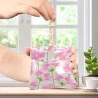 Markenlos Damen-Geldbörse aus Leder mit rosa Magnolienblüten, einzigartige Mini-Münzbörse mit Münzfach für Frauen und Mädchen, Rosa Magnolienblüten, 4.33"(L) x 3.74"(W) x 0.39"(H), Klassisch