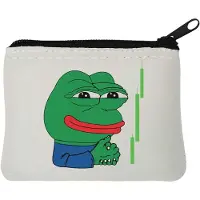 Markenlos Lustiger Pepe-The-Frog-Meme-Kunst-Münzbeutel für Stock Trader aus Neopren, 10 x 11 cm, Weiß, weiß, Einheitsgröße