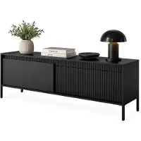Dmora Kameza - TV-Schrank, 154x40x53h cm Schwarz, ein Regal