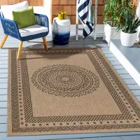 Ayyildiz Hali Ayyildiz Outdoor- und Terrassenteppiche Schwarz 160x230 cm Teppich, Vintage-Design, geeignet für Terrasse, Balkon oder Küche, mit Polypropylen-Rückseite