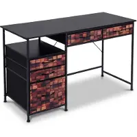 Northix Schreibtisch mit 5 Stoffschubladen und Ablage - Braun, 120 x 50 cm
