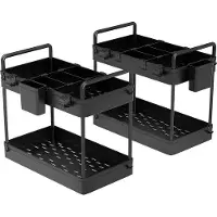Markenlos Küchenorganizer Set von 2 - Unterbau-Regal mit Körben - Schwarz