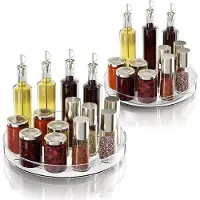 Unyqoos drehbarer Kühlschrank-Organizer – 2er-Set, 360° Drehregal transparent, Ø 23,5 cm & Ø 27 cm, Tragkraft >5 kg, für Kühlschrank, Gefrierschrank & Bad