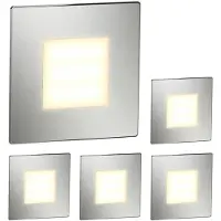 Ledscom.de 5x LED Treppenlicht/Wandeinbauleuchte FEX für innen und außen, eckig, edelstahl, 85 x 85mm, warmweiß