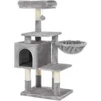 BellaFurn Mehrstöckiger Kratzbaum – Kratzbaum – Kletterturm – hellgrau – 50 x 40 x 110 cm
