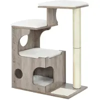 BellaFurn Katzenkratzbaum - Katzenturm - Sisal - Plüsch - Grauweiß - 66 x 40 x 86 cm