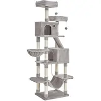 BellaFurn Kratzbaum für Katzen – Kletterbaum – Interaktiver Katzenturm – 206 cm – 2 Löcher – Sisalstangen