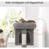 BellaFurn Katzenkratzbaum mit großer Plattform | Hellgrau | 32x49x74 cm