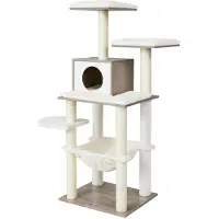 BellaFurn Kratzbaum für Katzen, greige, stabil, 55 x 45 x 138 cm