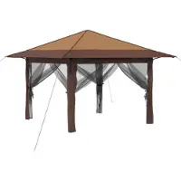 Syfax Gazebo mit 4 Seitenwänden 3,3 x 3,3 m Beige und Braun
