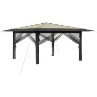 Syfax Pavillon mit 4 Seitenwänden 4 x 4 m Creme und Anthrazit