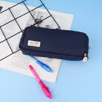 Markenlos Stifteetui Große Kapazität - Dunkelblaues Canvas Etui für Studenten und Büro