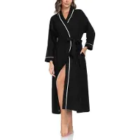 OEM Langes Kimono aus Baumwolle Schwarz für Frauen
