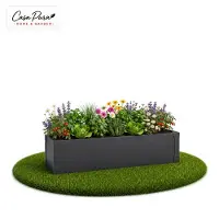Floordirekt Hochbeet Andros aus Metall schmal verzinkt für Balkon Terrasse Garten – 27 cm Höhe Anthrazit