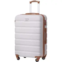 Coolife Hartschalenkoffer Handgepäck Weiß/Braun mit TSA-Schloss und 4 Rollen 56x39x23cm