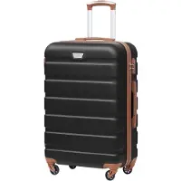 Coolife Hartschalenkoffer Handgepäck 56cm ABS TSA-Schloss 4 Rollen Schwarz/Braun