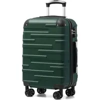 Coolife Hartschalenkoffer Handgepäck Trolley ABS Dunkelgrün mit TSA-Schloss 56x39x22cm