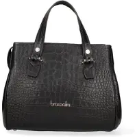 Braccialini Handtasche Damen Schwarz Echtleder mit Reißverschluss Avelina Black B UNICA 34x22x14 cm B14191-NERO