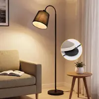 ZMH Stehlampe Wohnzimmer Standleuchte 160CM 360° Drehbarer Schwarz Lampenschirm Schlafzimmerlampe Fußschalter E27 Fassung Leselampe für Kinderzimmer