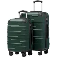 Coolife Hartschalen-Koffer Set 2tlg (S+M) Dunkelgrün ABS mit TSA-Schloss und 4 Rollen