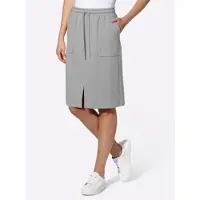 HEINE Sweatrock , Damen, Gr. 40, grau (steingrau), 55% Viskose, 40% Polyester, 5% Elasthan, unifarben, knielang, Röcke Sweatrock