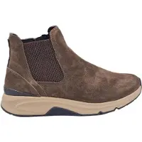 Gabor Chelseaboots ROLLINGSOFT, Damen, Gr. 38,5, schwarz-weiß (dunkelbraun), Veloursleder, unifarben, Schuhe Chelseaboots, Keilabsatz, High Top-Sneaker mit Stretcheinsatz an der Außenseite