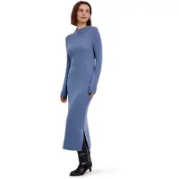 Falke Ultrafine Merino Wool Damen Kleid, XXL, Blau, Rippe, Schurwolle