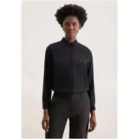 Seidensticker Hemdbluse , Damen, Gr. 4XL (48), schwarz, 100% Viskose, unifarben, regular fit, ohne Ausschnitt, Blusen Hemdbluse, 1/1 Kragen Uni