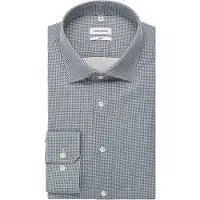 Seidensticker Businesshemd "Schwarze Rose", Herren, Gr. S (38), normale Ärmellängen, grau (grün), 100% Baumwolle, bedruckt, slim fit, 2-Knopf-Manschette, Hemden Businesshemd, Slim 1/1 Kentkragen Druck