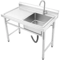 StarTech.com Küchenspüle - Edelstahl-Einzelbecken mit Becken rechts - Mit Armatur - Rechteckig - 1 Hahnloch - 100 x 60 x 93 cm - Silber