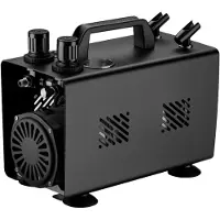 Wiltec Airbrush Kompressor AS18TA 1/6 PS, Druckluftkompressor mit 20-23 l/min Luftzufuhr, Kompressor für Airbrush-Pistole mit 2 Aushängen, Luftkompressor mit Druckmesser für Airbrush-Design