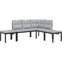 vidaXL 4-tlg. Garten-Sofagarnitur mit Kissen Schwarz Stahl