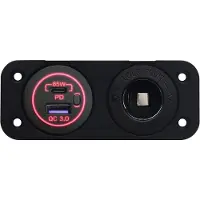 Proride 12-24V USB/USB-C Einbauladegerät 2 Ports 65W QC3.0 Rot