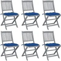 Syfax Klappbare Gartenstühle 6 Stk. mit Kissen Massivholz Akazie